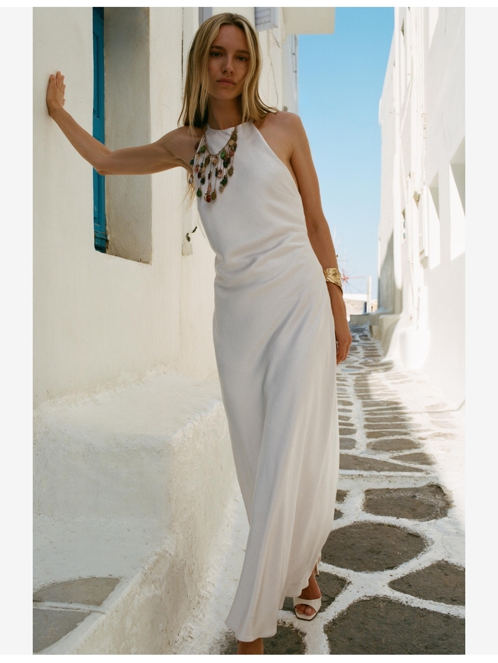 NWT Zara Open Back Satin Maxi Dress - Picture 3 of 9
